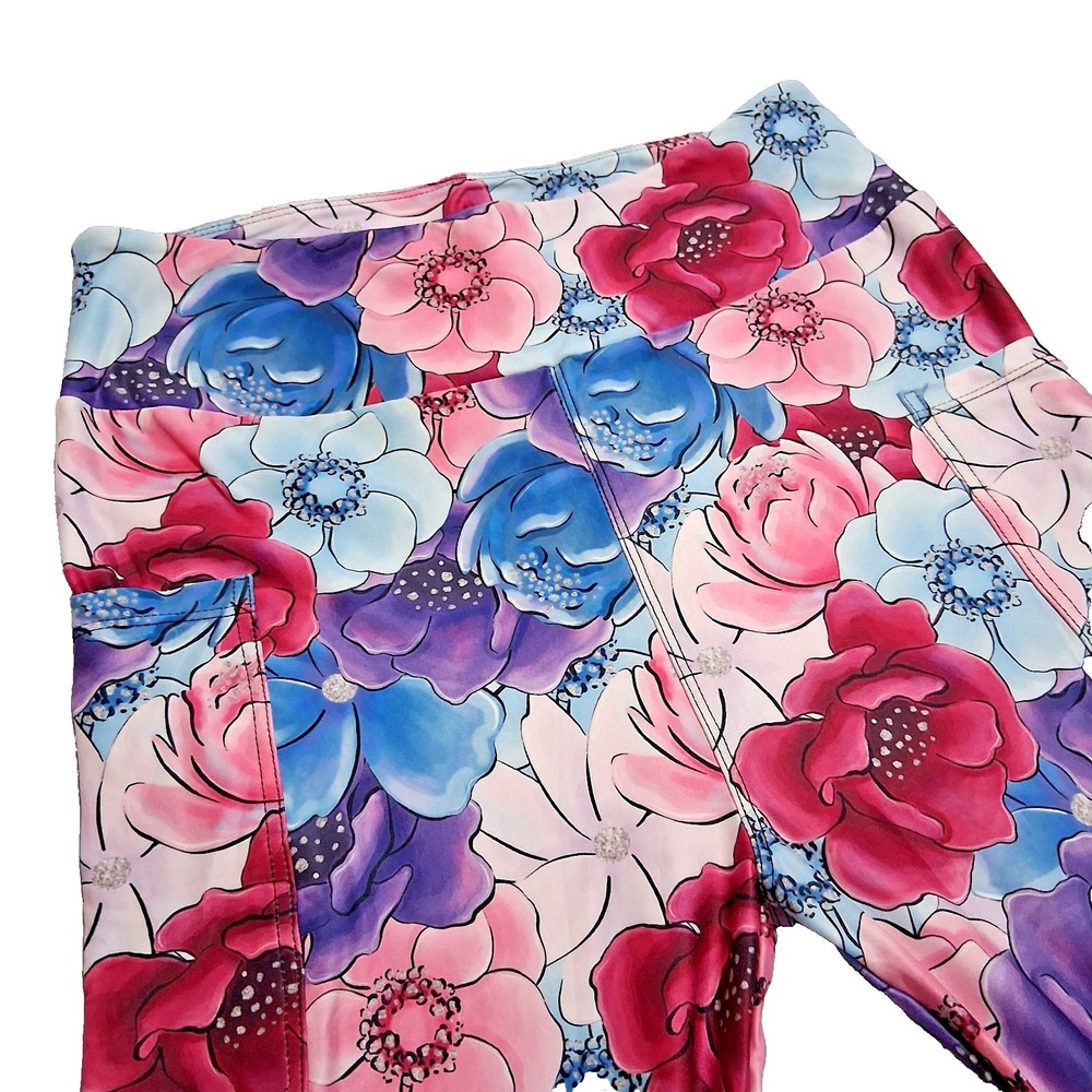 TL Clothing women's Floral Leggins with Pockets Mid Calf Capri Flower Multicolor